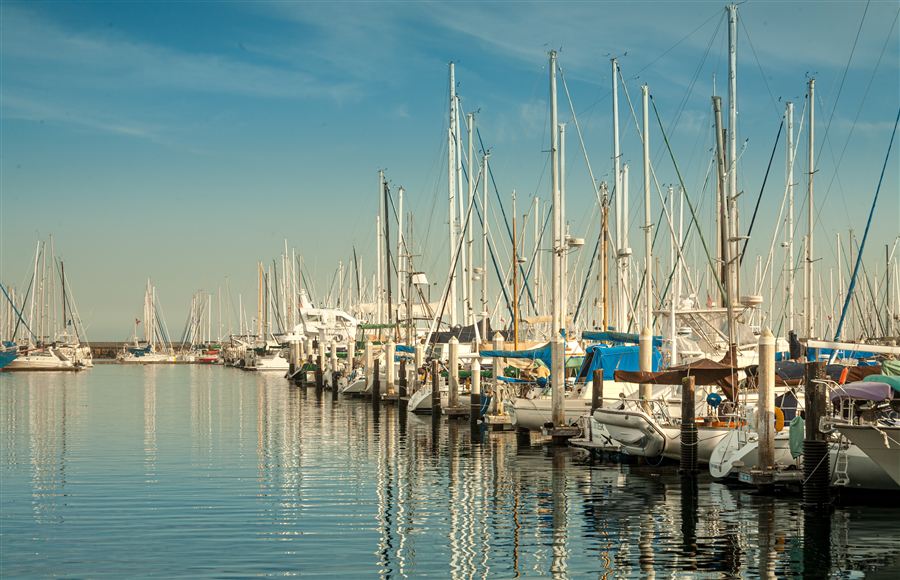 Boats berthed in a marina